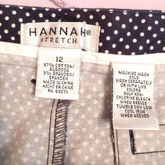 Cotton Stretchy Capri Black White Dots Sz 12 - Picture 5 of 9